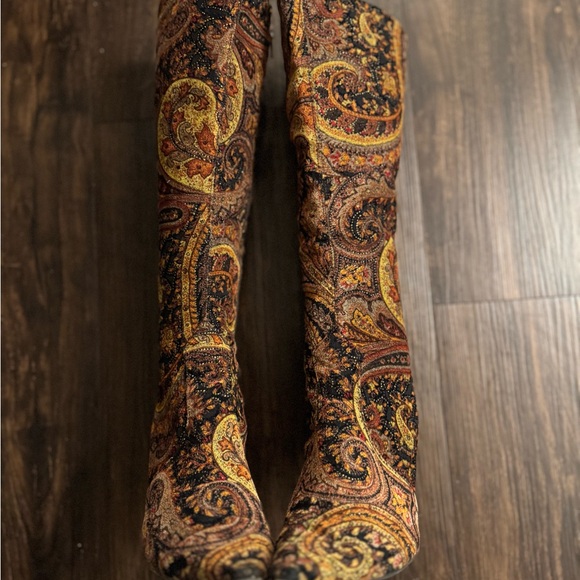 Paisley Patterned Knee-High Boots - Picture 1 of 7